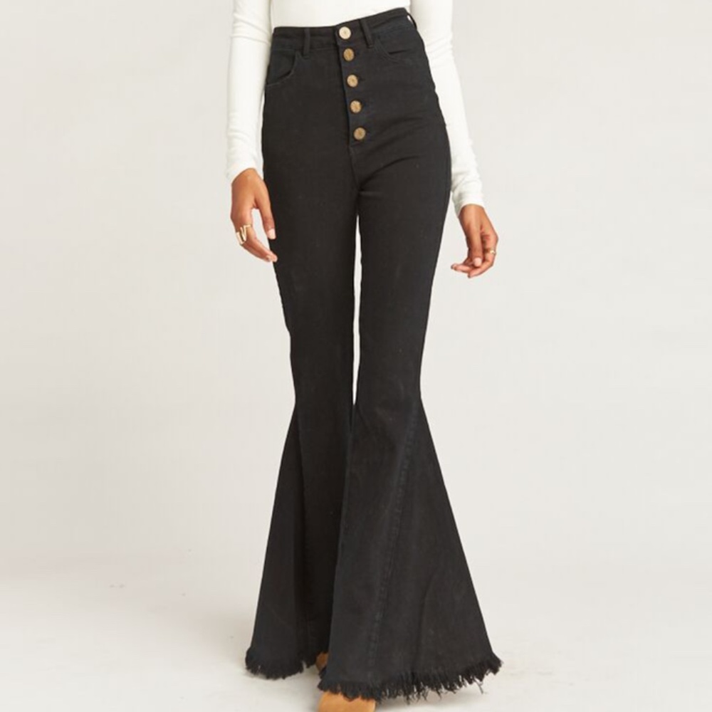 Show Me Your Mumu “Berkeley Button Up Bells” Black Size 27